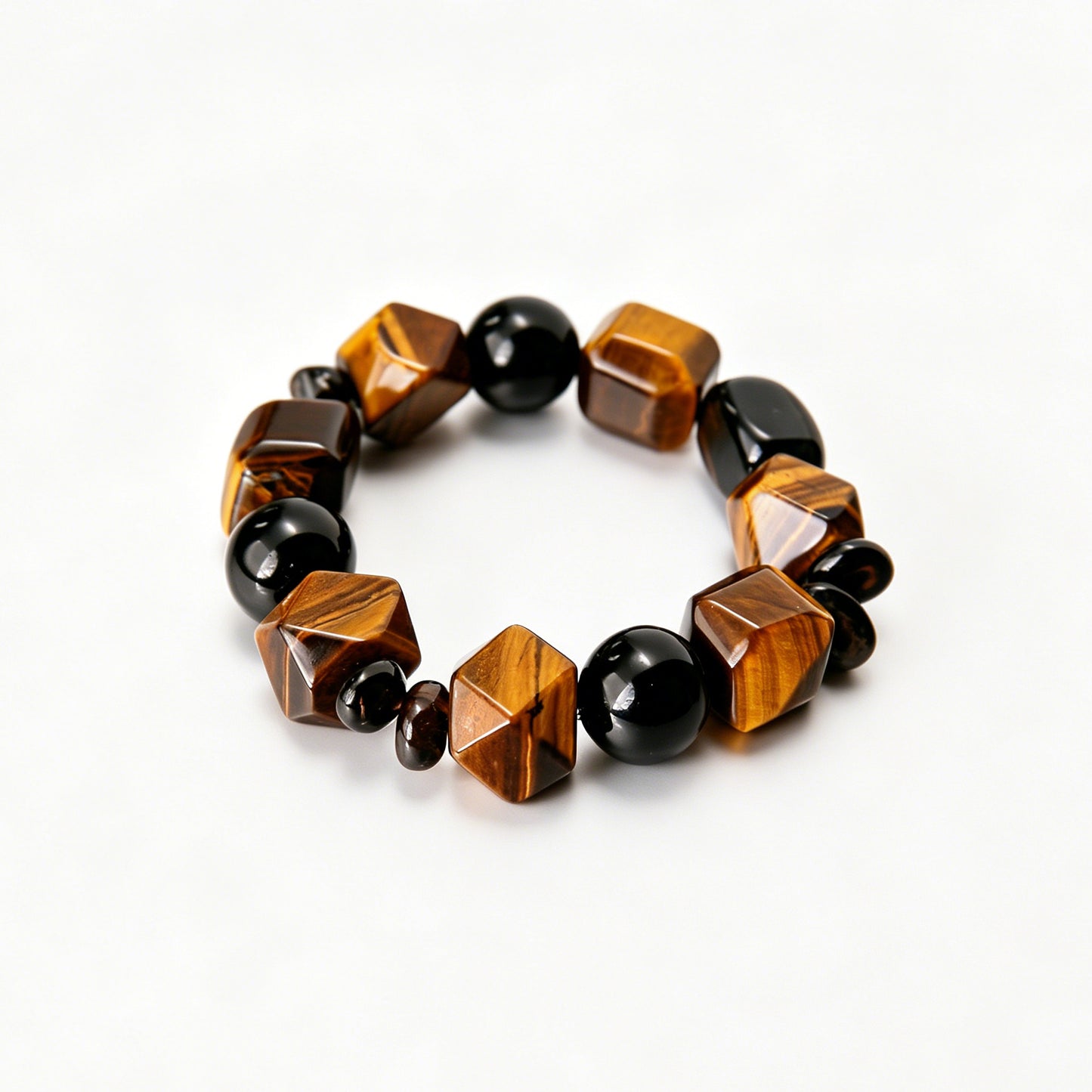 [AA-260015] Warrior’s Grounding Bracelet  Obsidian & Tiger's Eye  Protective Energy