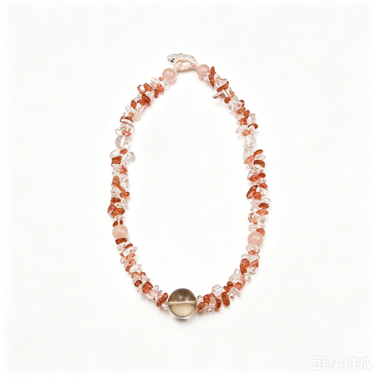 [AB-260045] The Rose Vein: Trinity of Calm  Strawberry Quartz & Clear Quartz & Rose Quartz