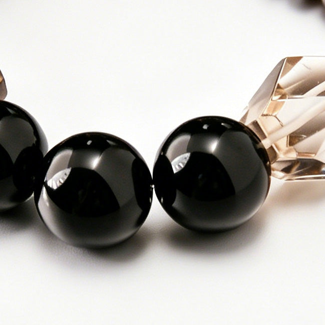 [AA-260013] The Root Shield | Smoky Quartz & Obsidian Bracelet