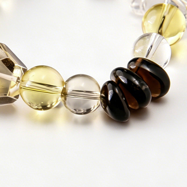 [AA-260011]Grounded Fortune Bracelet | Citrine Smoky Quartz Clear Quartz Crystal Bracelet