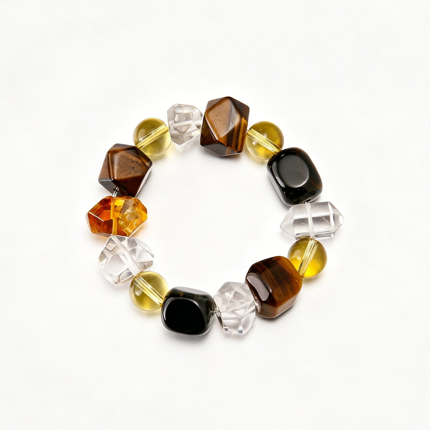 [AA-260010] Fearless Action Bracelet  Wealth & Career Tiger's Eye & Clear Quartz