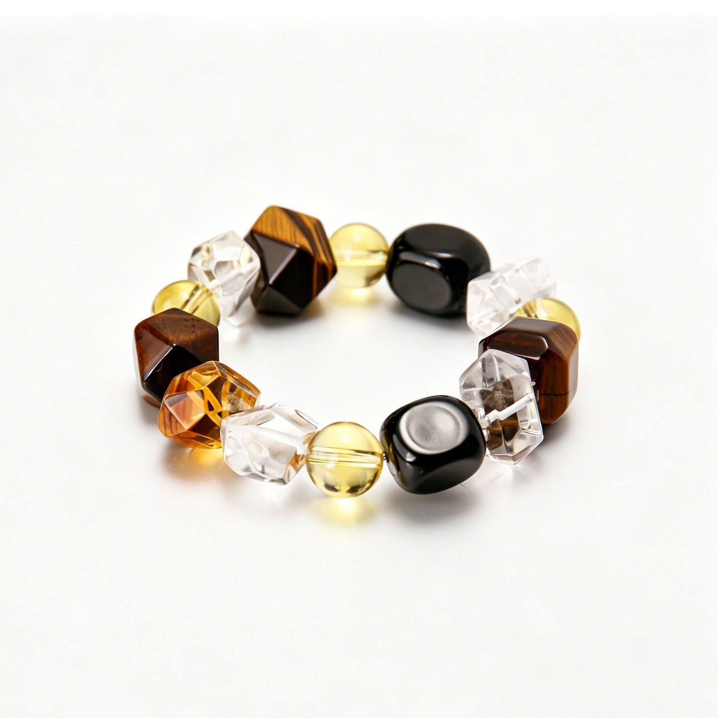 [AA-260010] Fearless Action Bracelet  Wealth & Career Tiger's Eye & Clear Quartz