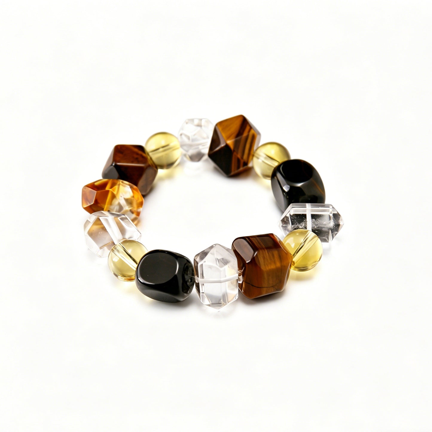 [AA-260010] Fearless Action Bracelet  Wealth & Career Tiger's Eye & Clear Quartz
