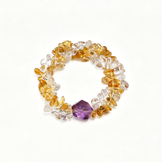 [AA-260025]Divine Alignment Trio Amethyst & Citrine & Clear Quartz  Intuition & Higher Self