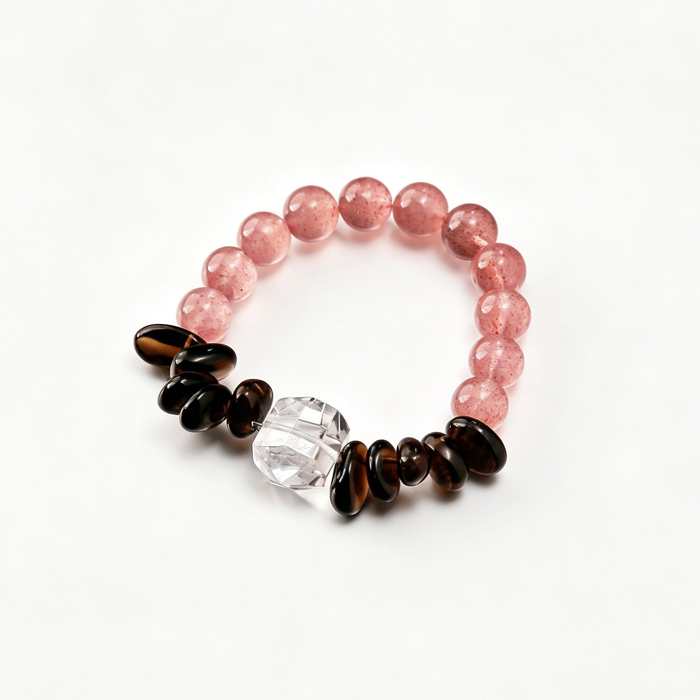 [AA-260035] Emotional Detox Bracelet Strawberry Quartz & Clear Quartz & Smoky Quartz Vitality & Balance