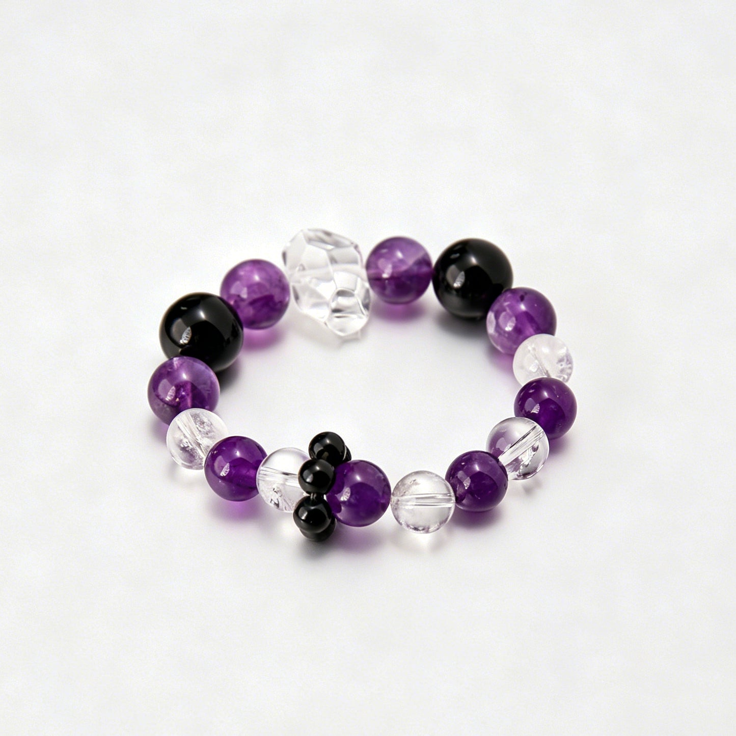 [AA-260032] Psychic Armor Bracelet Obsidian & Amethyst & Clear Quartz Emotional Balance