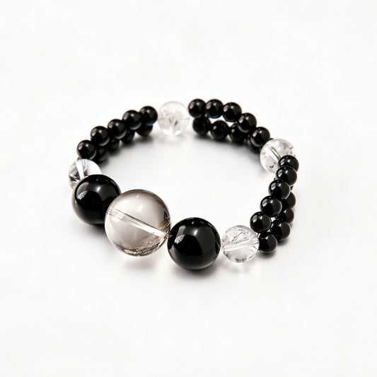 [AA-260014]  Mirror of Negativity Flush  Obsidian & Clear Quartz Protection & Shielding