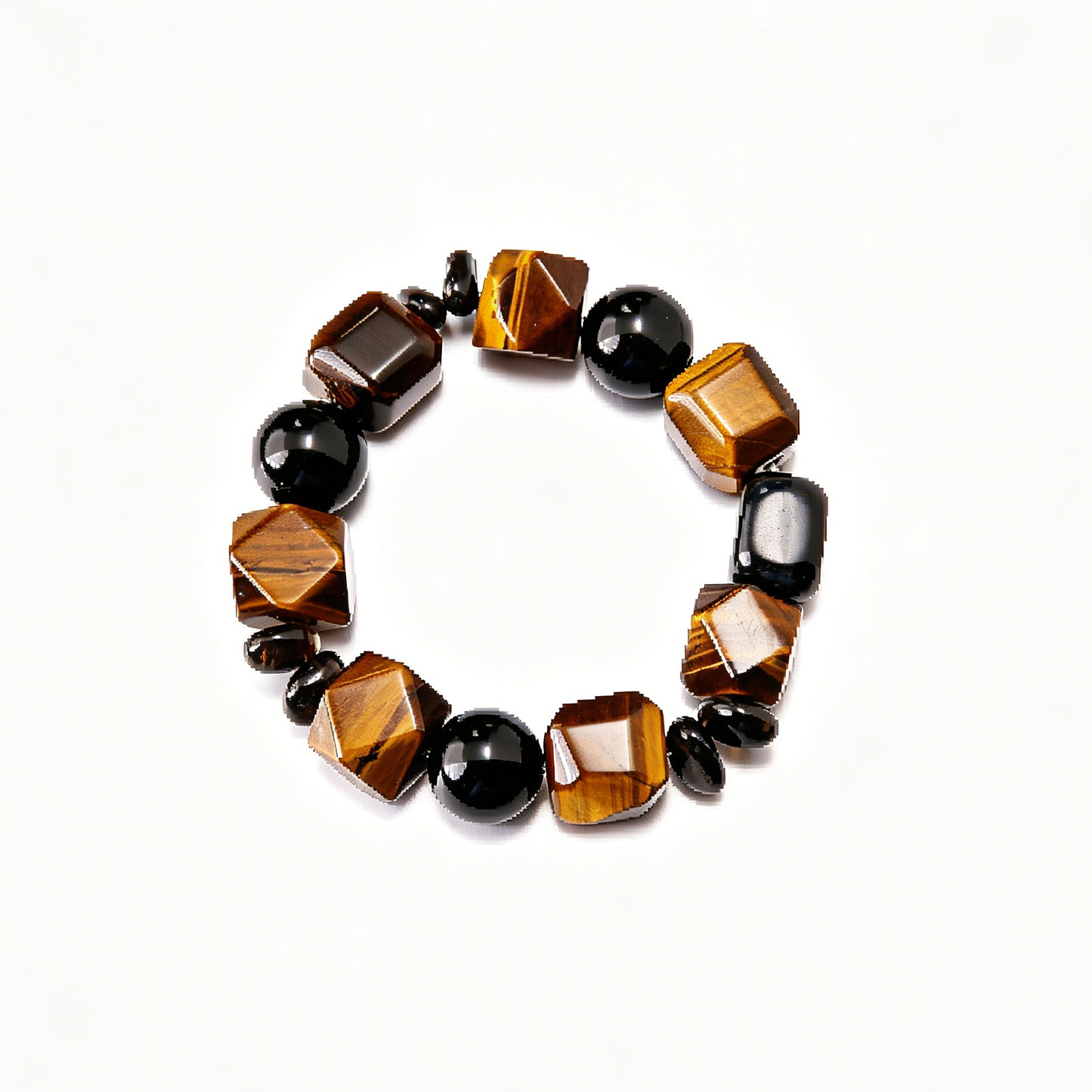 [AA-260015] Warrior’s Grounding Bracelet  Obsidian & Tiger's Eye  Protective Energy