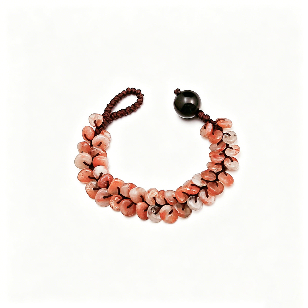 [AA-260040]The Koi Totem: Strength & Softness | Golden Strawberry Quartz & Black Obsidian Hand-Knotted Bracelet