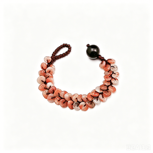 [AA-260040] The Koi Totem: Strength & Softness  Obsidian &  Strawberry Quartz