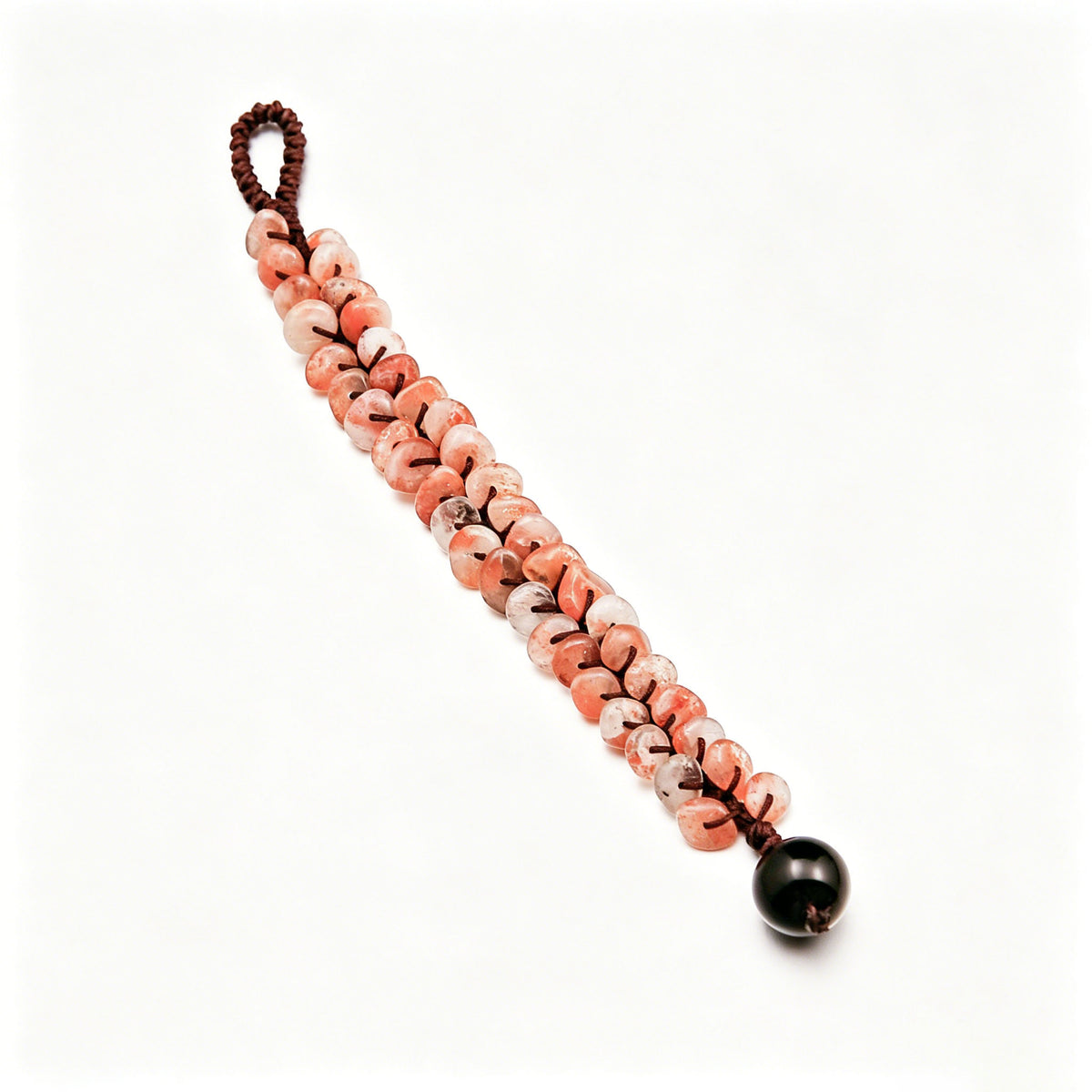 [AA-260040]The Koi Totem: Strength & Softness | Golden Strawberry Quartz & Black Obsidian Hand-Knotted Bracelet