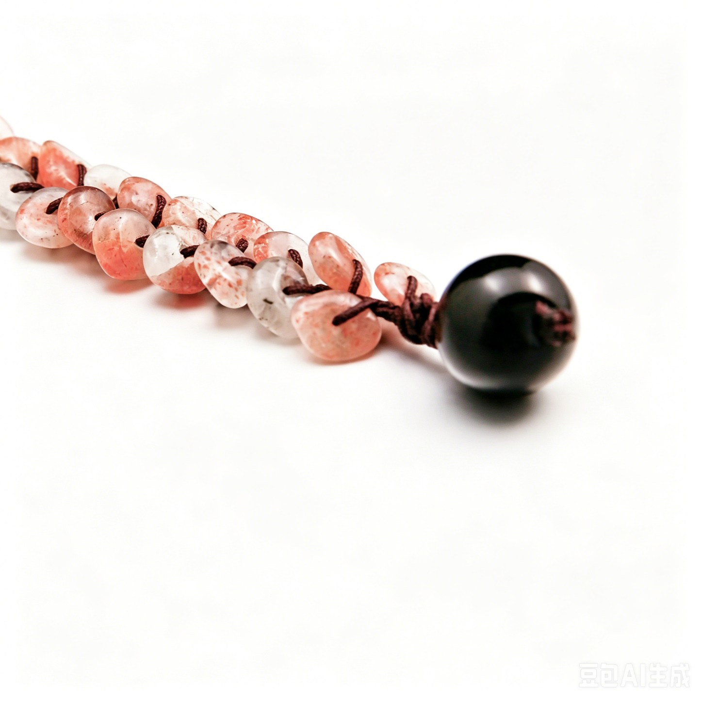 [AA-260040] The Koi Totem: Strength & Softness  Obsidian &  Strawberry Quartz