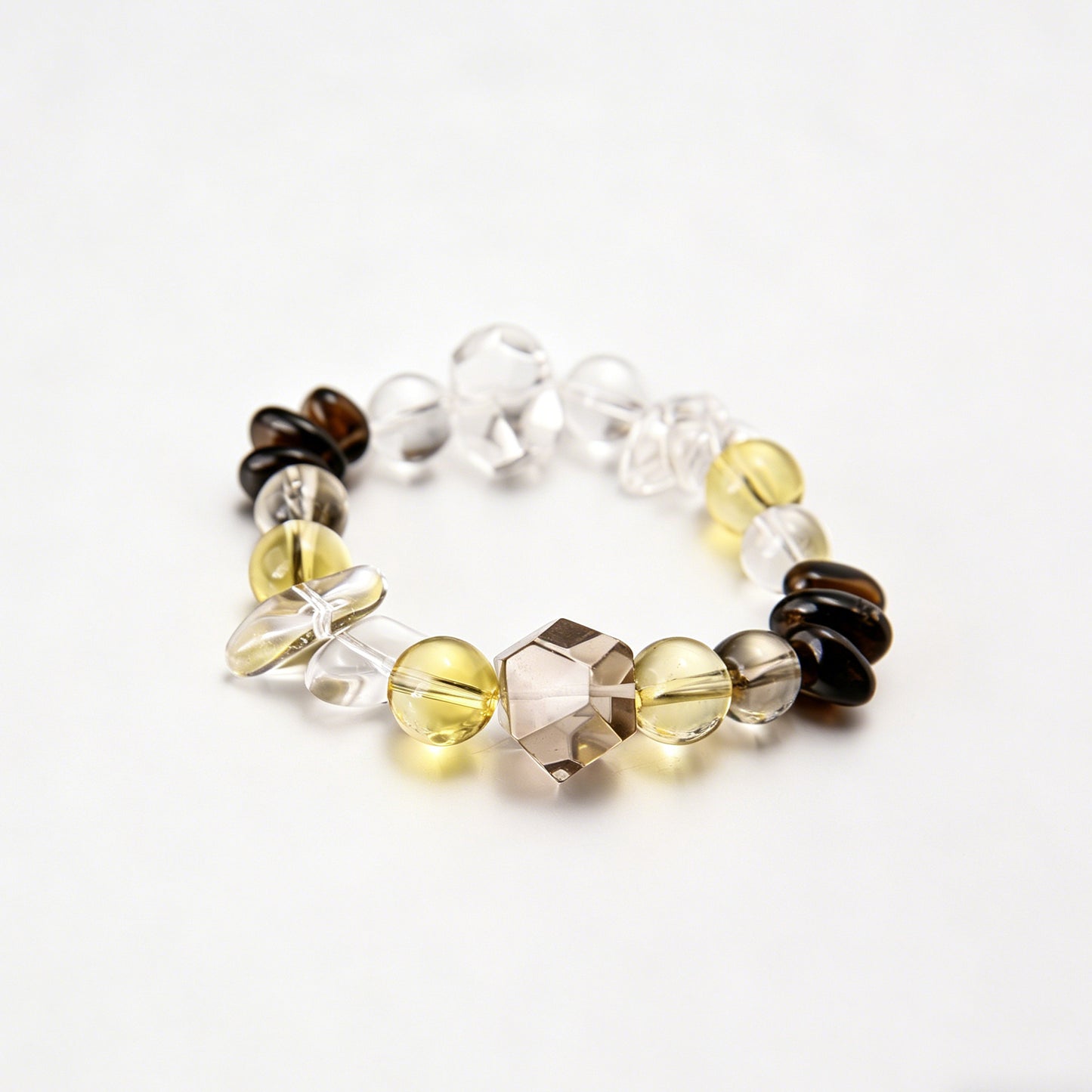 [AA-260011] Grounded Fortune Bracelet Citrine & Clear Quartz & Smoky Quartz Wealth & Career