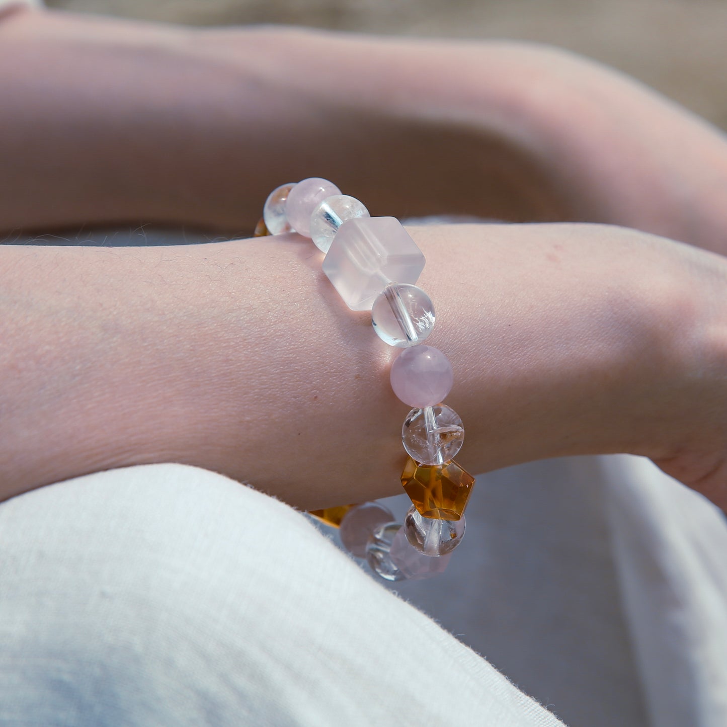 [AA-260005] Venusian Bloom: Love & Joy  Rose Quartz & Clear Quartz & Citrine Love & Relationships