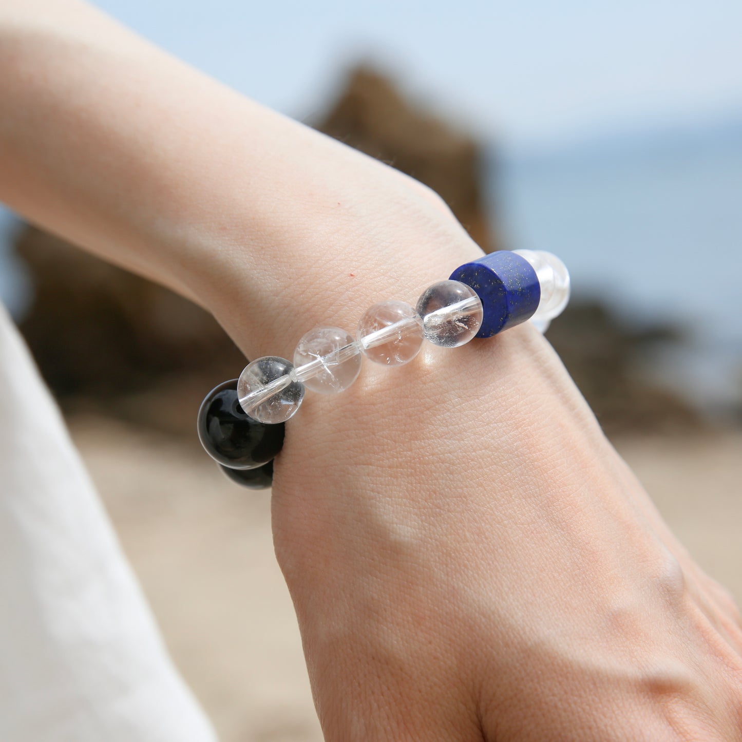 [AA-260039] Truth Seeker’s Protection  Obsidian & Clear Quartz & Lapis Lazuli  Vitality & Balance