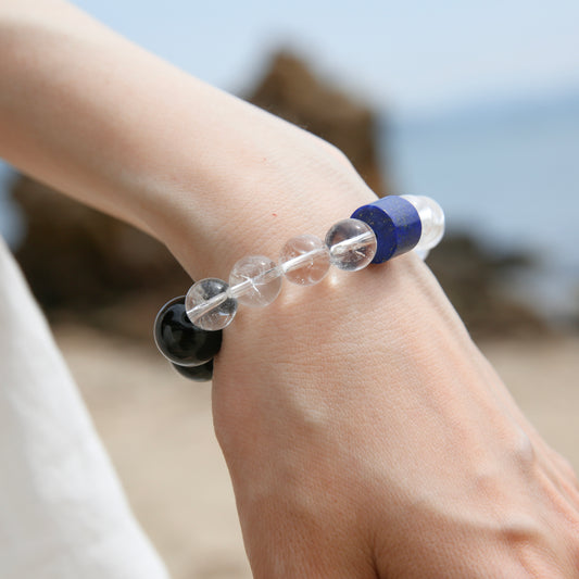 [AA-260039] Truth Seeker’s Protection  Obsidian & Clear Quartz & Lapis Lazuli  Vitality & Balance