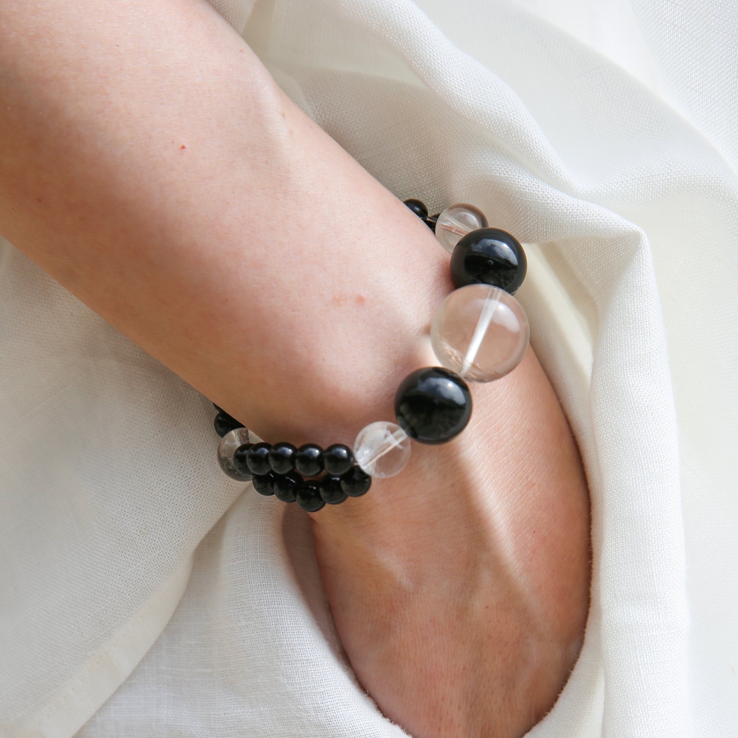 [AA-260014]  Mirror of Negativity Flush  Obsidian & Clear Quartz Protection & Shielding