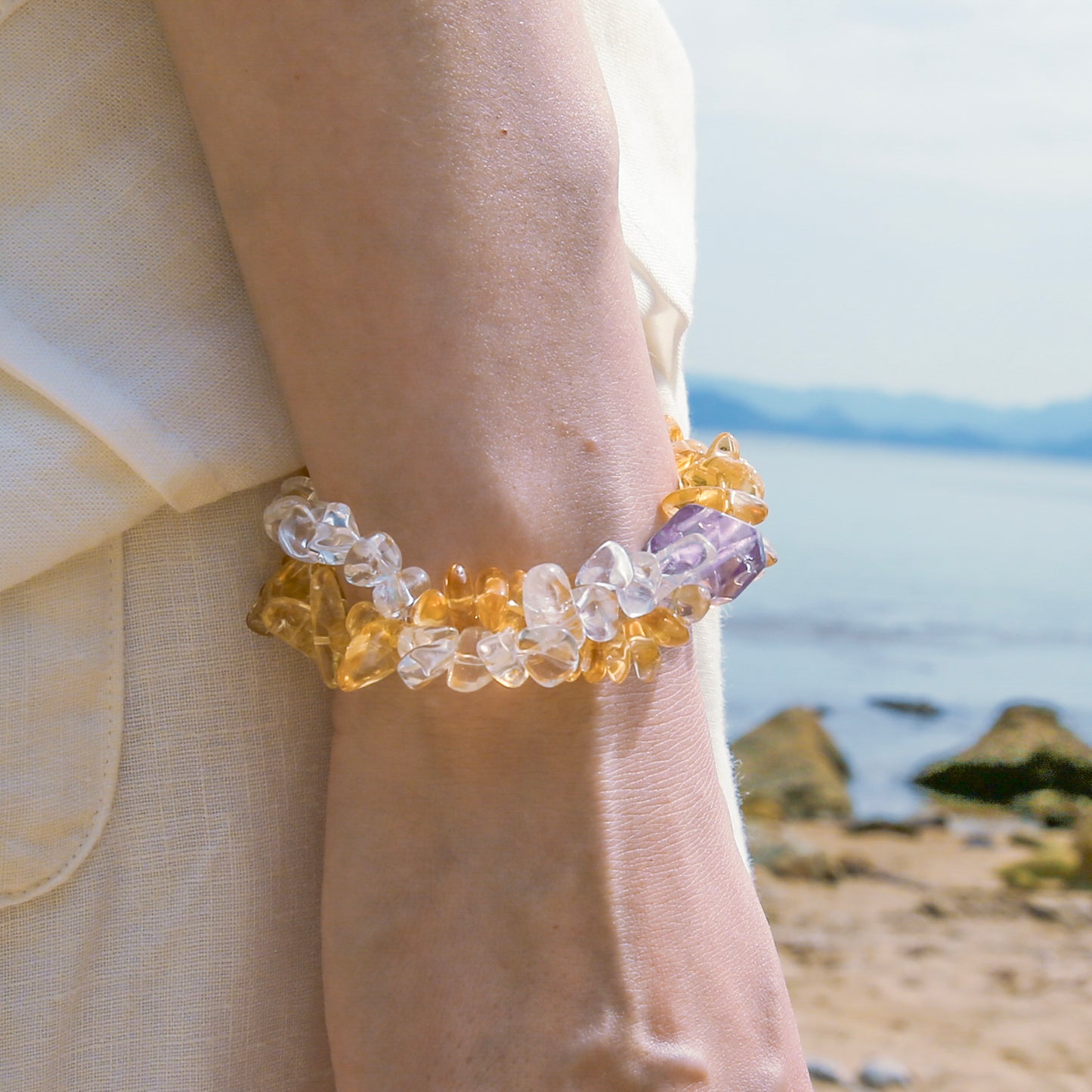 [AA-260025]Divine Alignment Trio Amethyst & Citrine & Clear Quartz  Intuition & Higher Self
