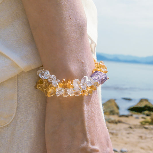 [AA-260025]Divine Alignment Trio Amethyst & Citrine & Clear Quartz  Intuition & Higher Self