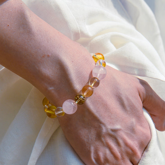 [AA-260008] The Abundance Duo Citrine & Clear Quartz & Rose Quartz Wealth & Career