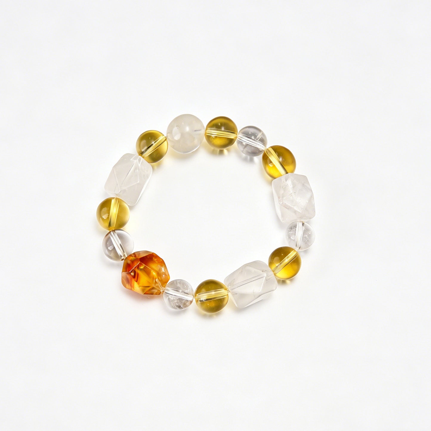 [AA-260021] Lunar Vitality Bracelet  Moonstone & Citrine & Clear Quartz & White Phantom Quartz Communication & Truth