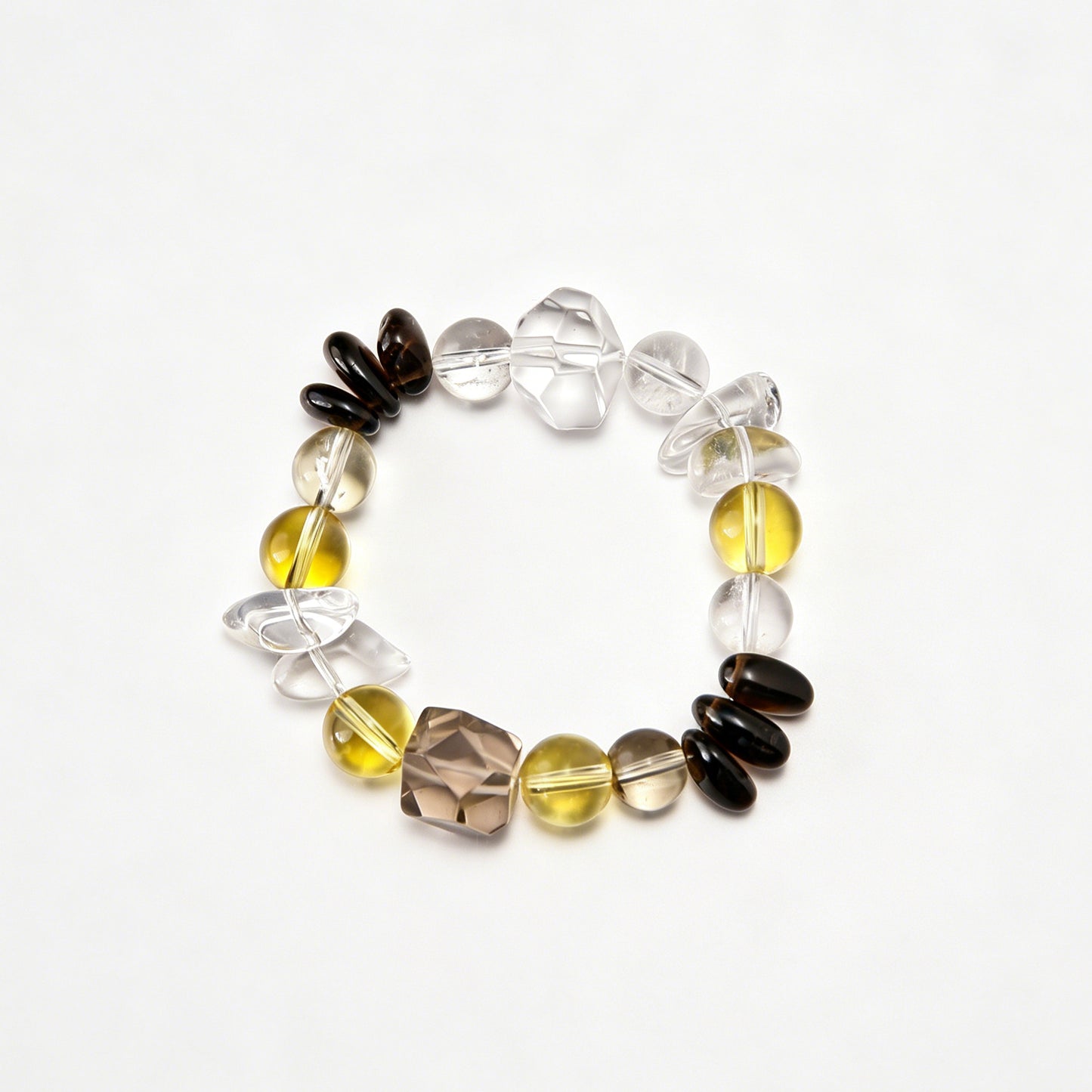 [AA-260011] Grounded Fortune Bracelet Citrine & Clear Quartz & Smoky Quartz Wealth & Career
