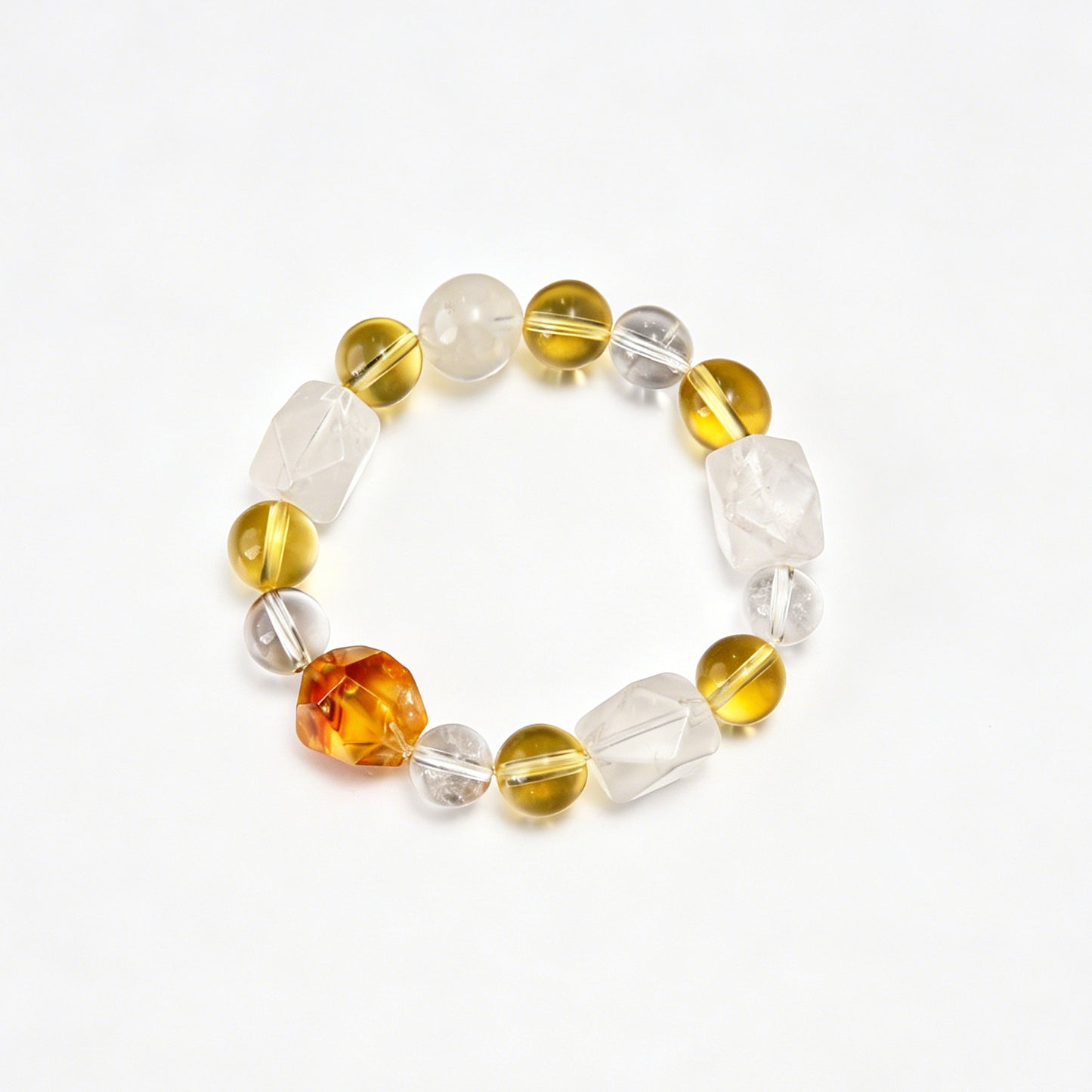 [AA-260021] Lunar Vitality Bracelet  Moonstone & Citrine & Clear Quartz & White Phantom Quartz Communication & Truth