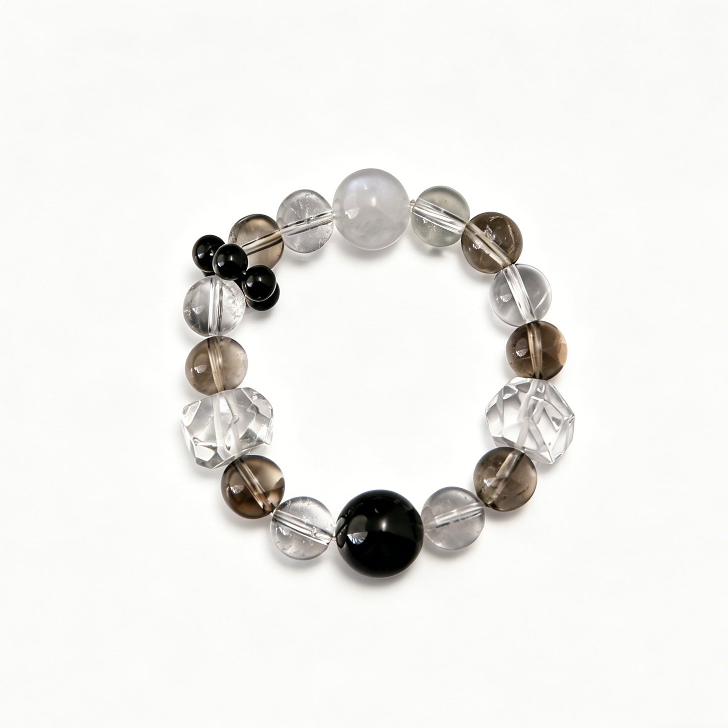[AA-260038] Cosmic Duality  Vitality & Balance Moonstone & Clear Quartz & Obsidian