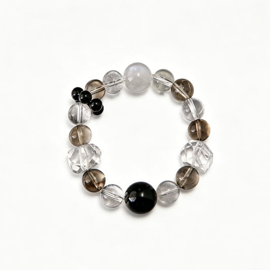 [AA-260038] Cosmic Duality  Vitality & Balance Moonstone & Clear Quartz & Obsidian