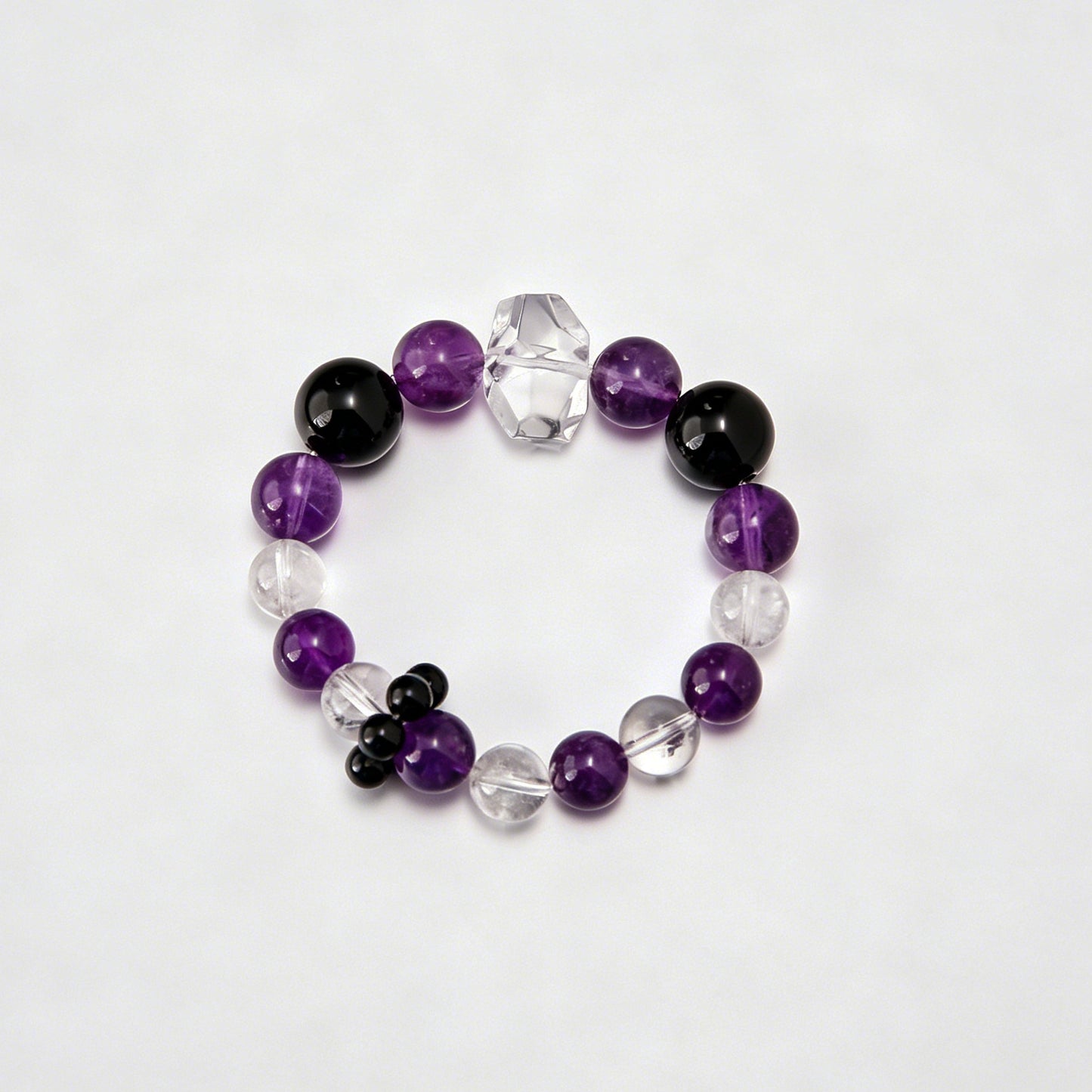 [AA-260032] Psychic Armor Bracelet Obsidian & Amethyst & Clear Quartz Emotional Balance