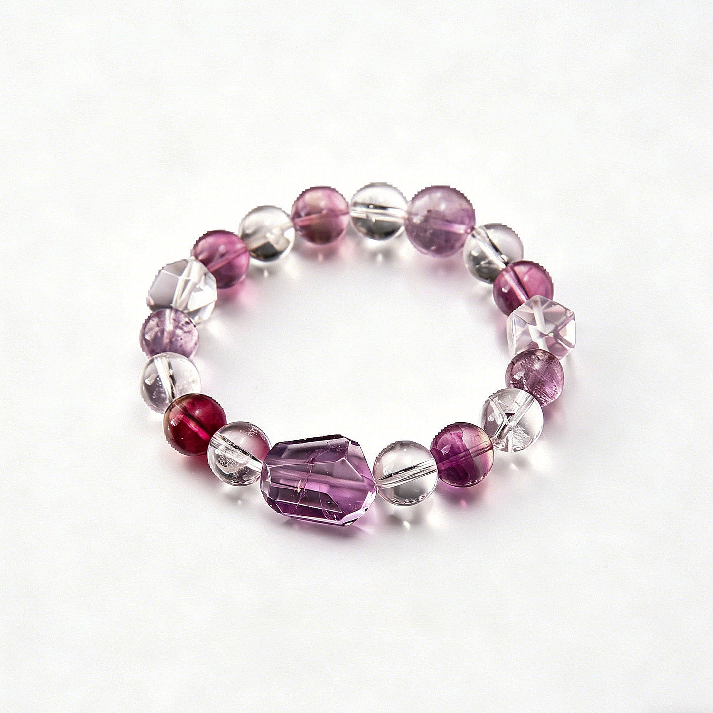 [AA-260024] Dream Weaver Bracelet  Amethyst & Clear Quartz Intuition & Higher Self
