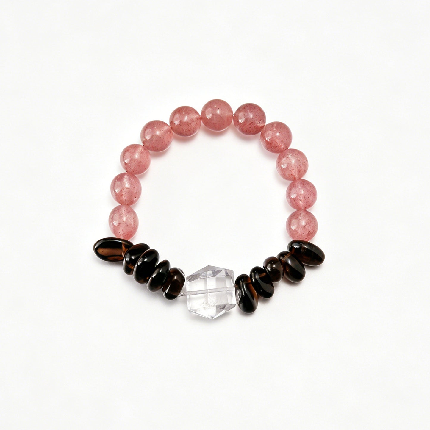 [AA-260035] Emotional Detox Bracelet Strawberry Quartz & Clear Quartz & Smoky Quartz Vitality & Balance