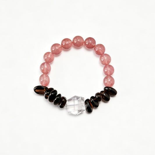 [AA-260035] Emotional Detox Bracelet Strawberry Quartz & Clear Quartz & Smoky Quartz Vitality & Balance
