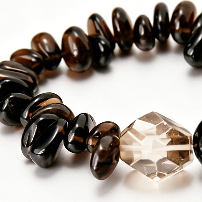 [AA-260013] The Root Shield | Smoky Quartz & Obsidian Bracelet