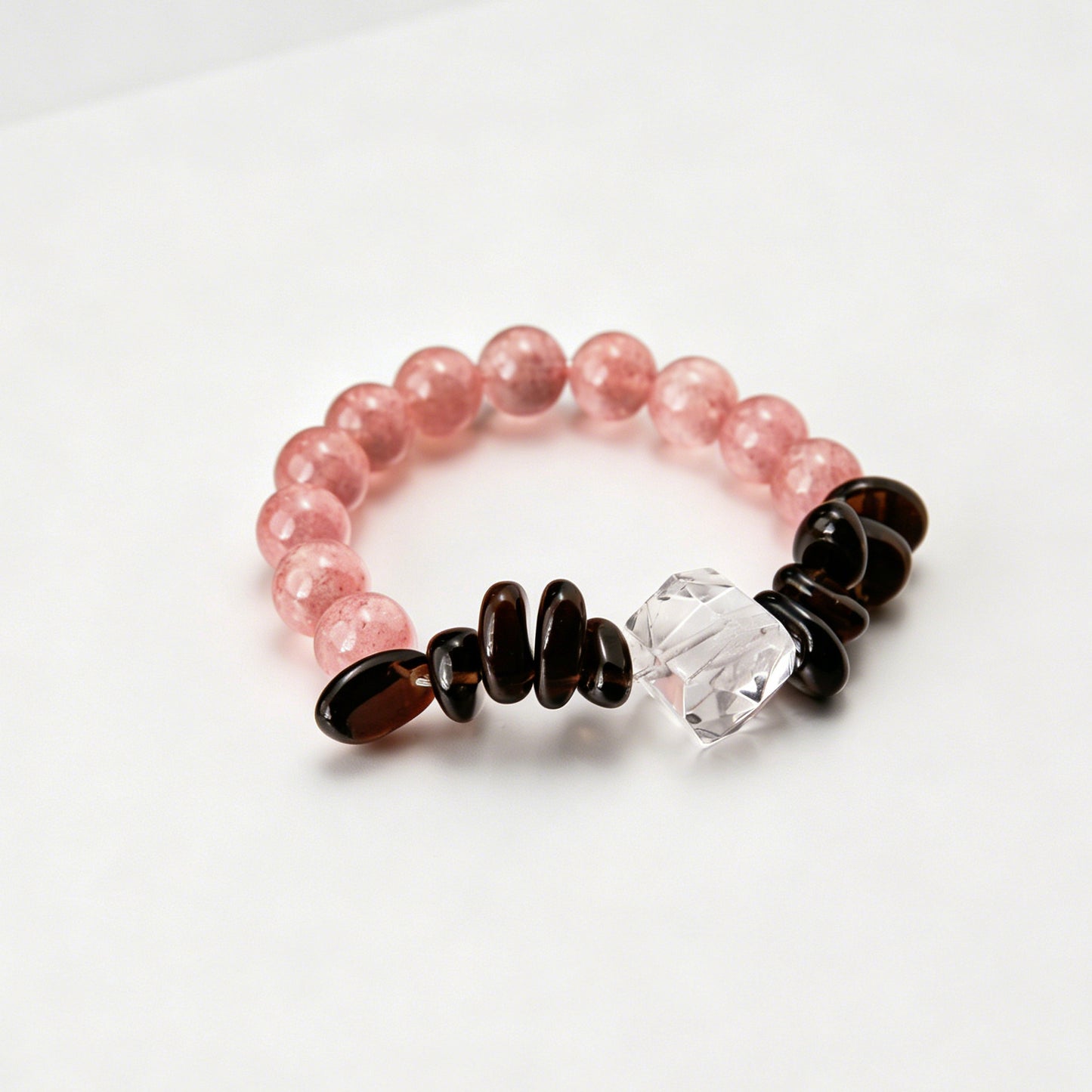 [AA-260035] Emotional Detox Bracelet Strawberry Quartz & Clear Quartz & Smoky Quartz Vitality & Balance
