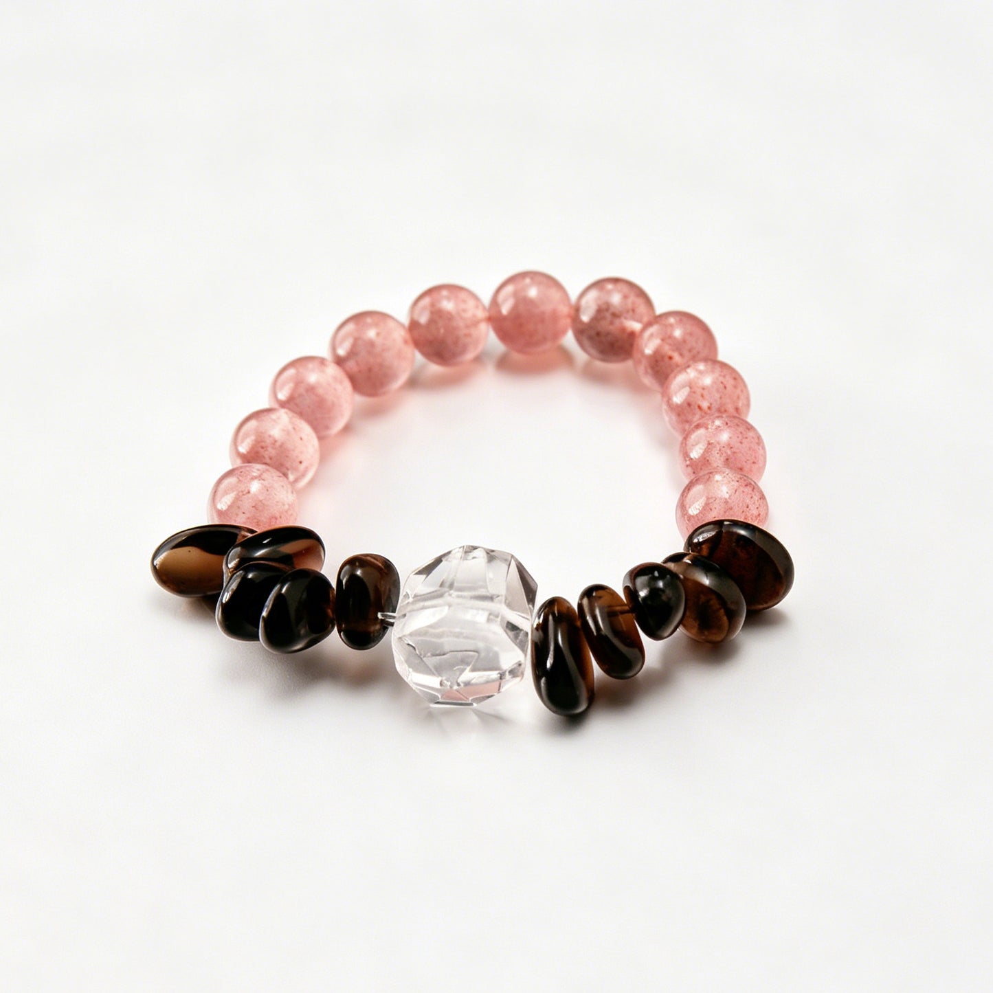 [AA-260035] Emotional Detox Bracelet Strawberry Quartz & Clear Quartz & Smoky Quartz Vitality & Balance