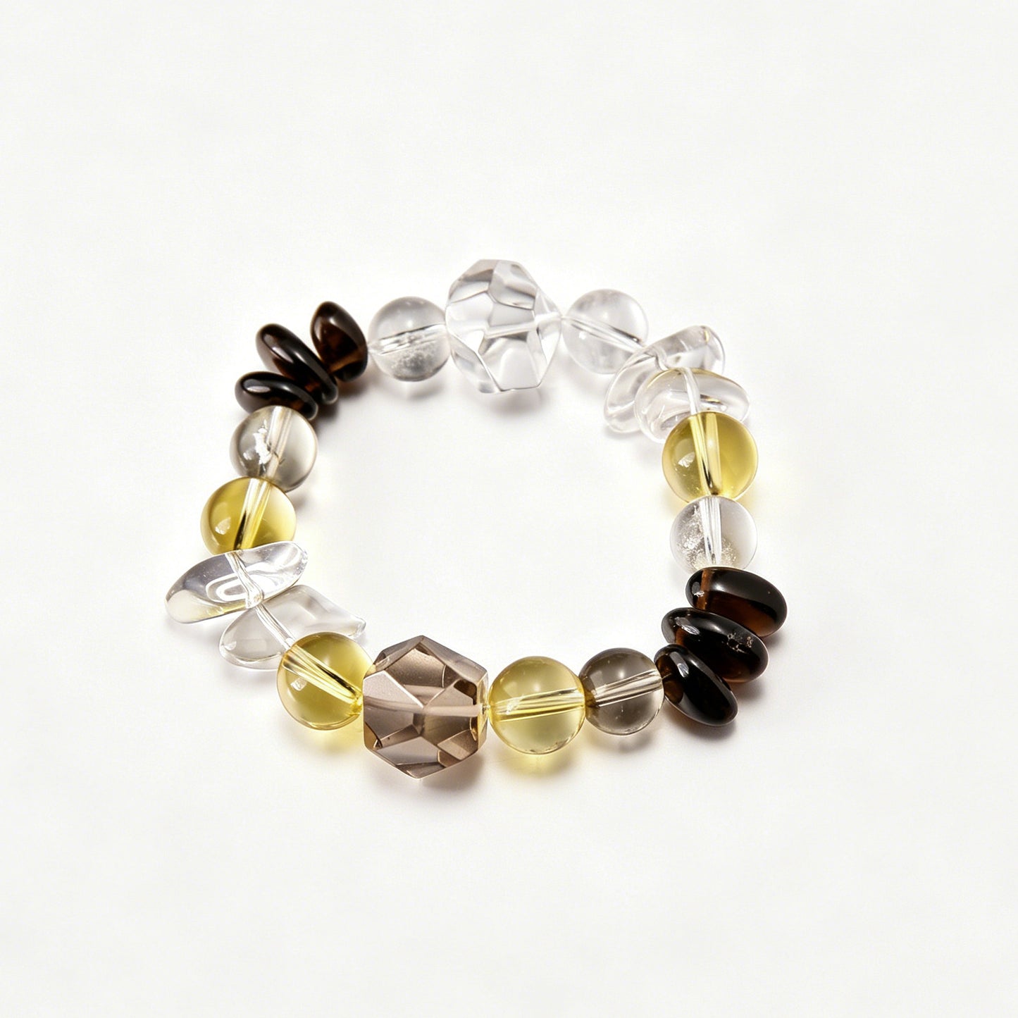 [AA-260011] Grounded Fortune Bracelet Citrine & Clear Quartz & Smoky Quartz Wealth & Career