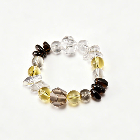 [AA-260011] Grounded Fortune Bracelet Citrine & Clear Quartz & Smoky Quartz Wealth & Career