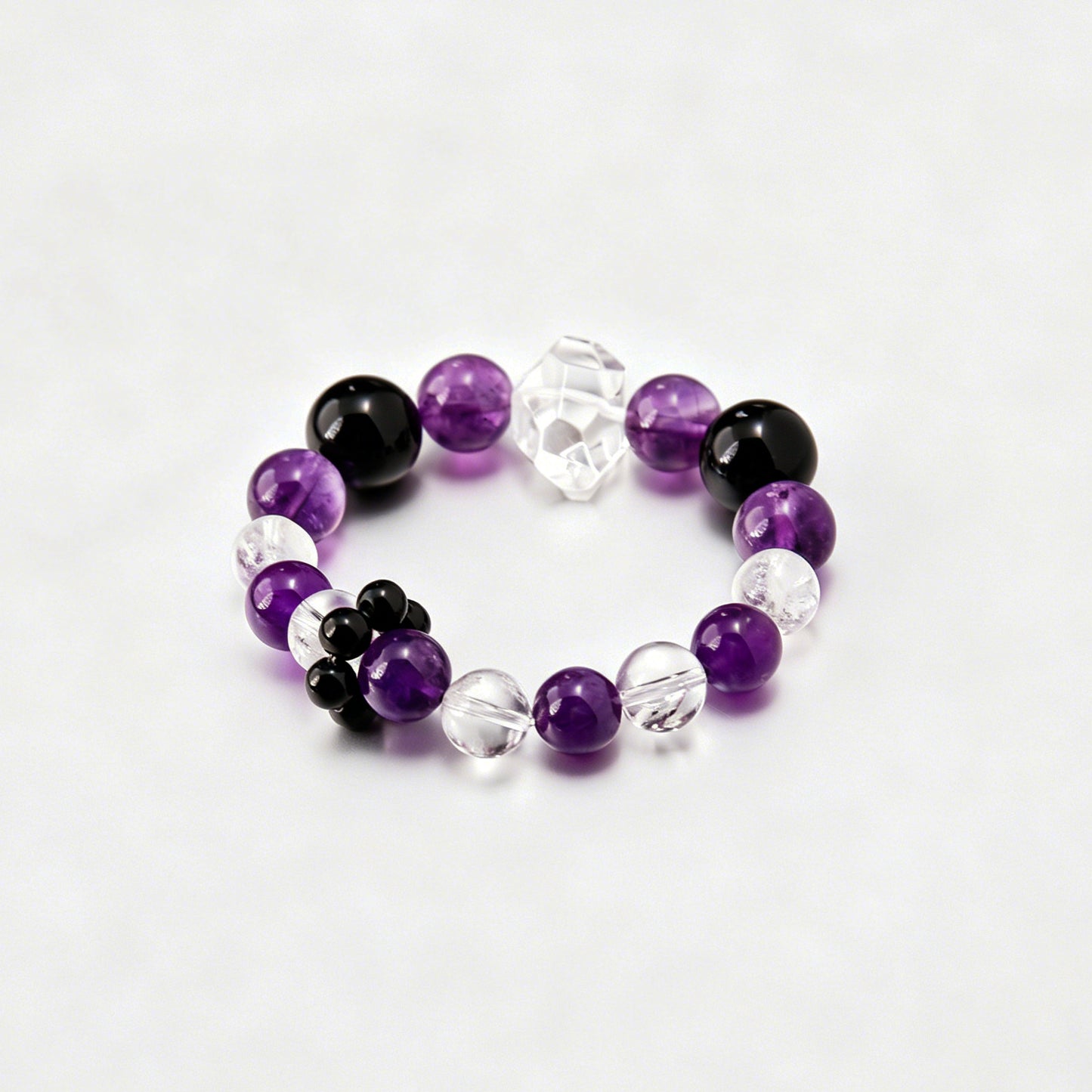 [AA-260032] Psychic Armor Bracelet Obsidian & Amethyst & Clear Quartz Emotional Balance