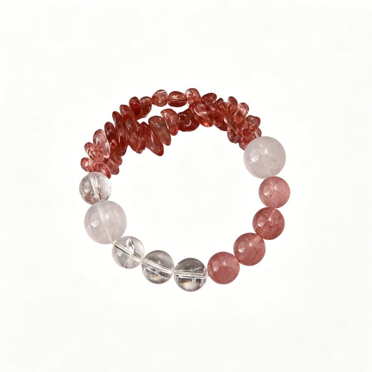 [AA-260004] Sweet Connection Bracelet  Moonstone & Strawberry Quartz Love & Relationships