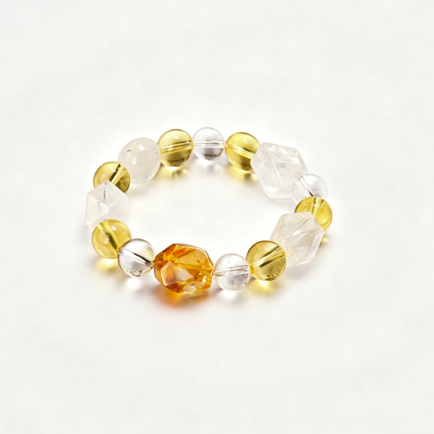 [AA-260021] Lunar Vitality Bracelet  Moonstone & Citrine & Clear Quartz & White Phantom Quartz Communication & Truth