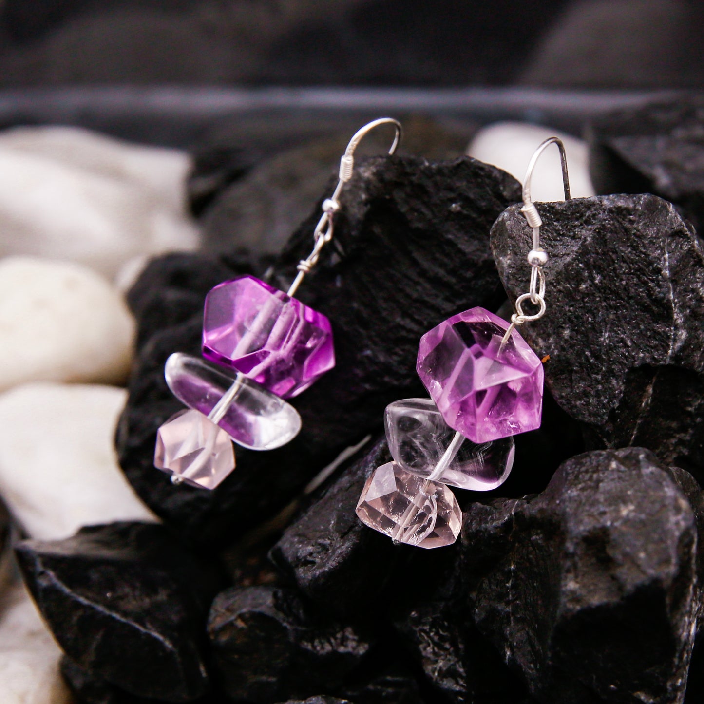 [AC-260051] The Mystic Waterfall: Crystal Cascade Amethyst & Rose Quartz & Clear Quartz