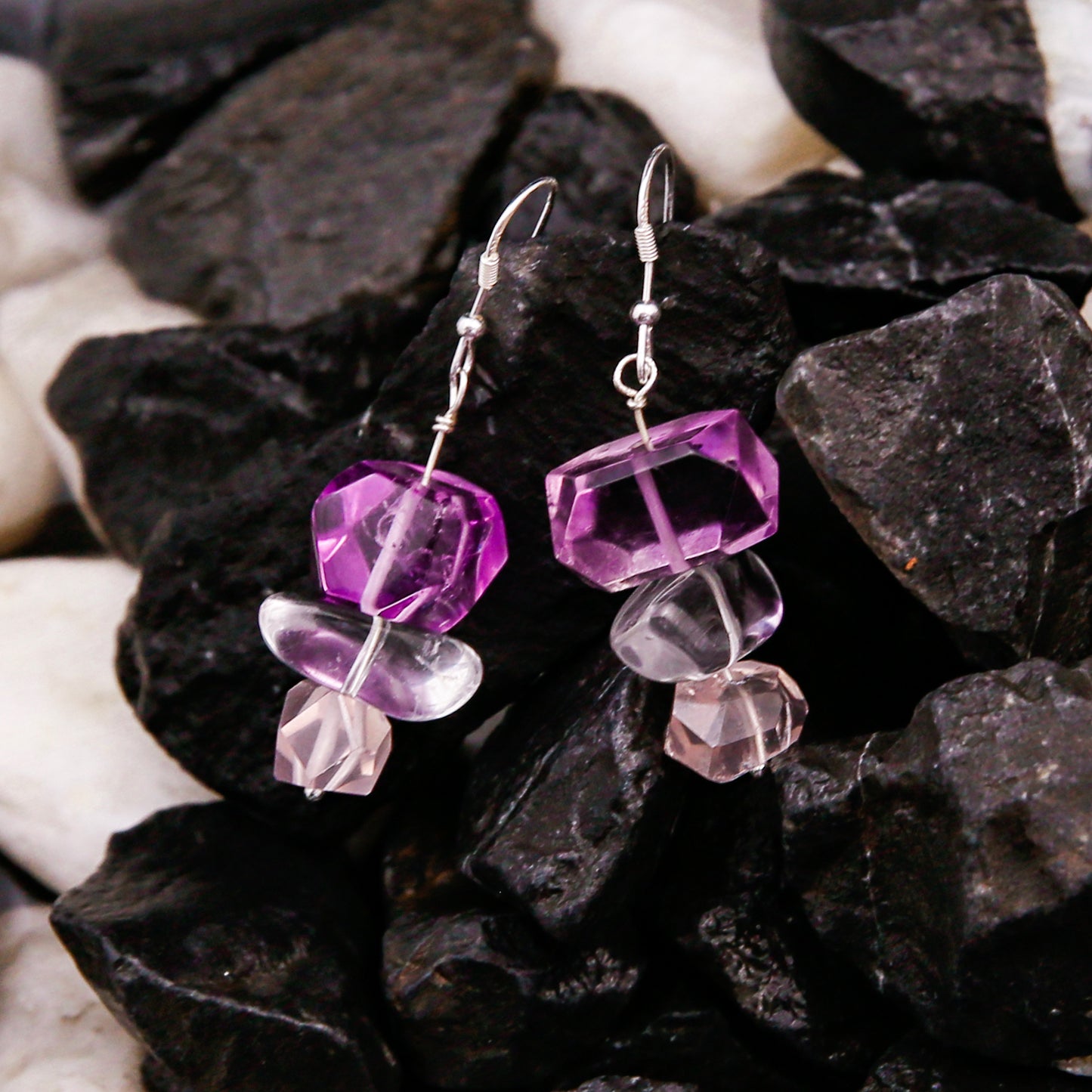 [AC-260051] The Mystic Waterfall: Crystal Cascade Amethyst & Rose Quartz & Clear Quartz