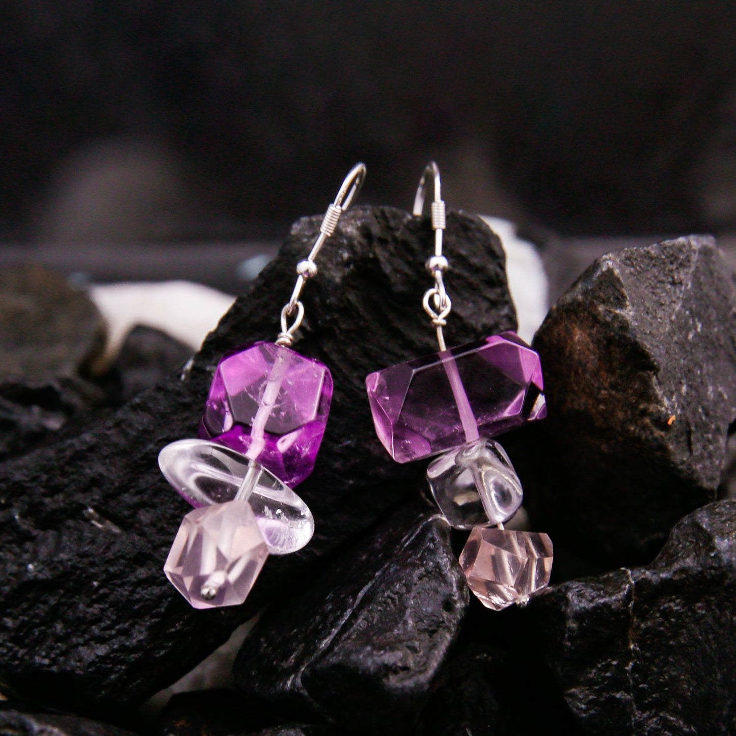 [AC-260051] The Mystic Waterfall: Crystal Cascade Amethyst & Rose Quartz & Clear Quartz