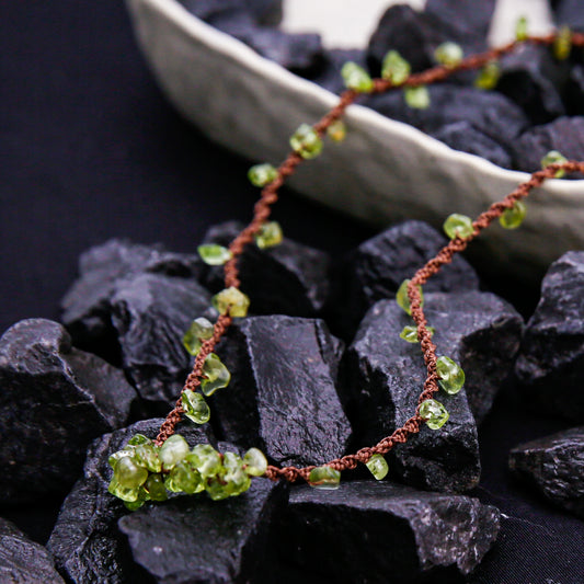[AB-260043] The Ivy Weave: Verdant Versatility（Necklace / Bracelet）Handmade DIY  Peridot