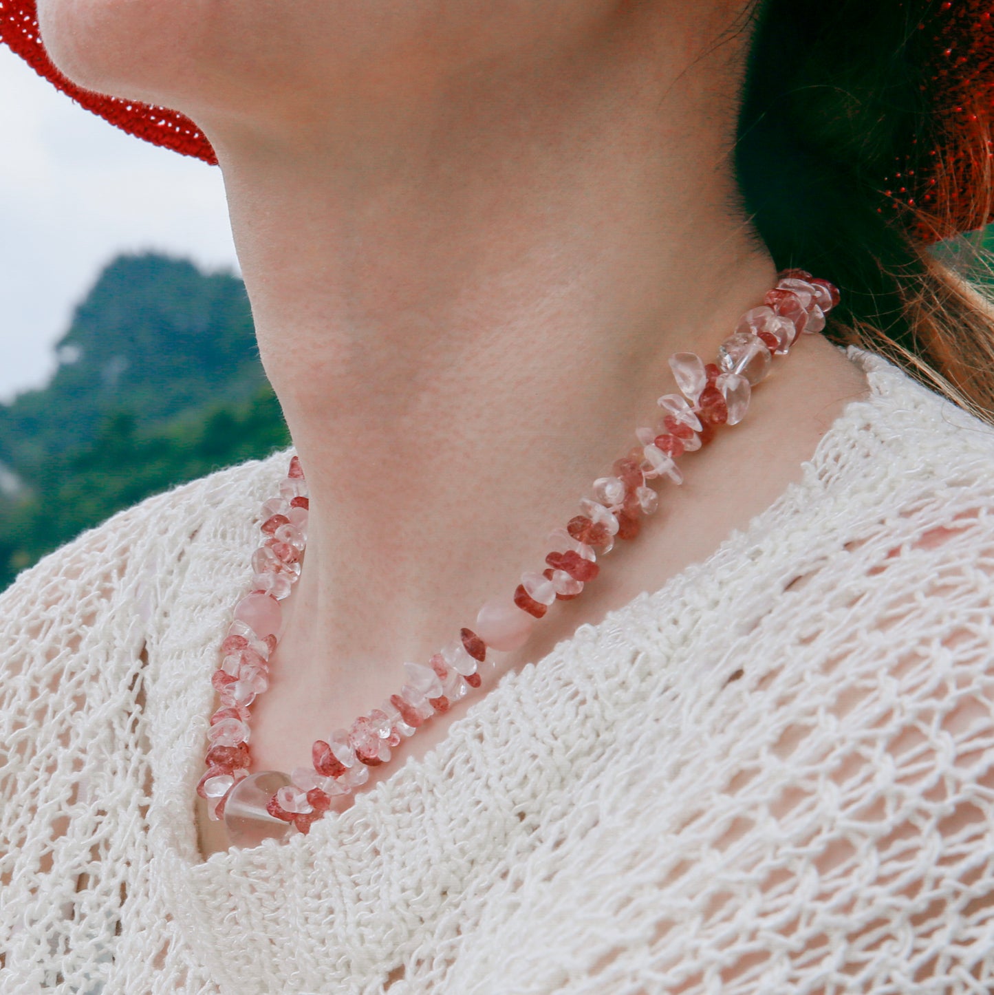 [AB-260045] The Rose Vein: Trinity of Calm  Strawberry Quartz & Clear Quartz & Rose Quartz