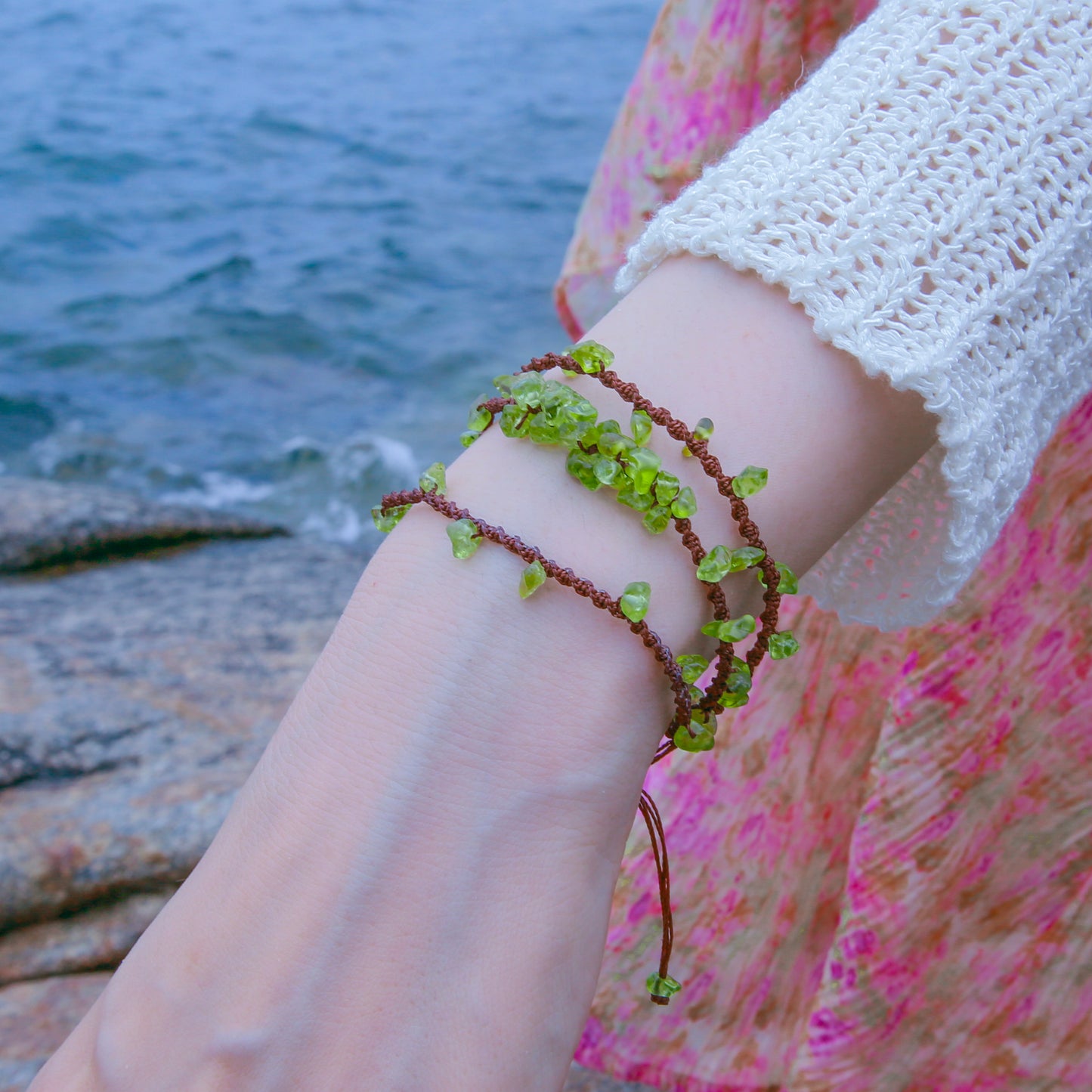 [AB-260043] The Ivy Weave: Verdant Versatility（Necklace / Bracelet）Handmade DIY  Peridot
