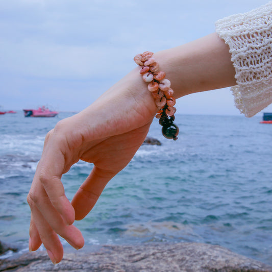 [AA-260040] The Koi Totem: Strength & Softness  Obsidian &  Strawberry Quartz