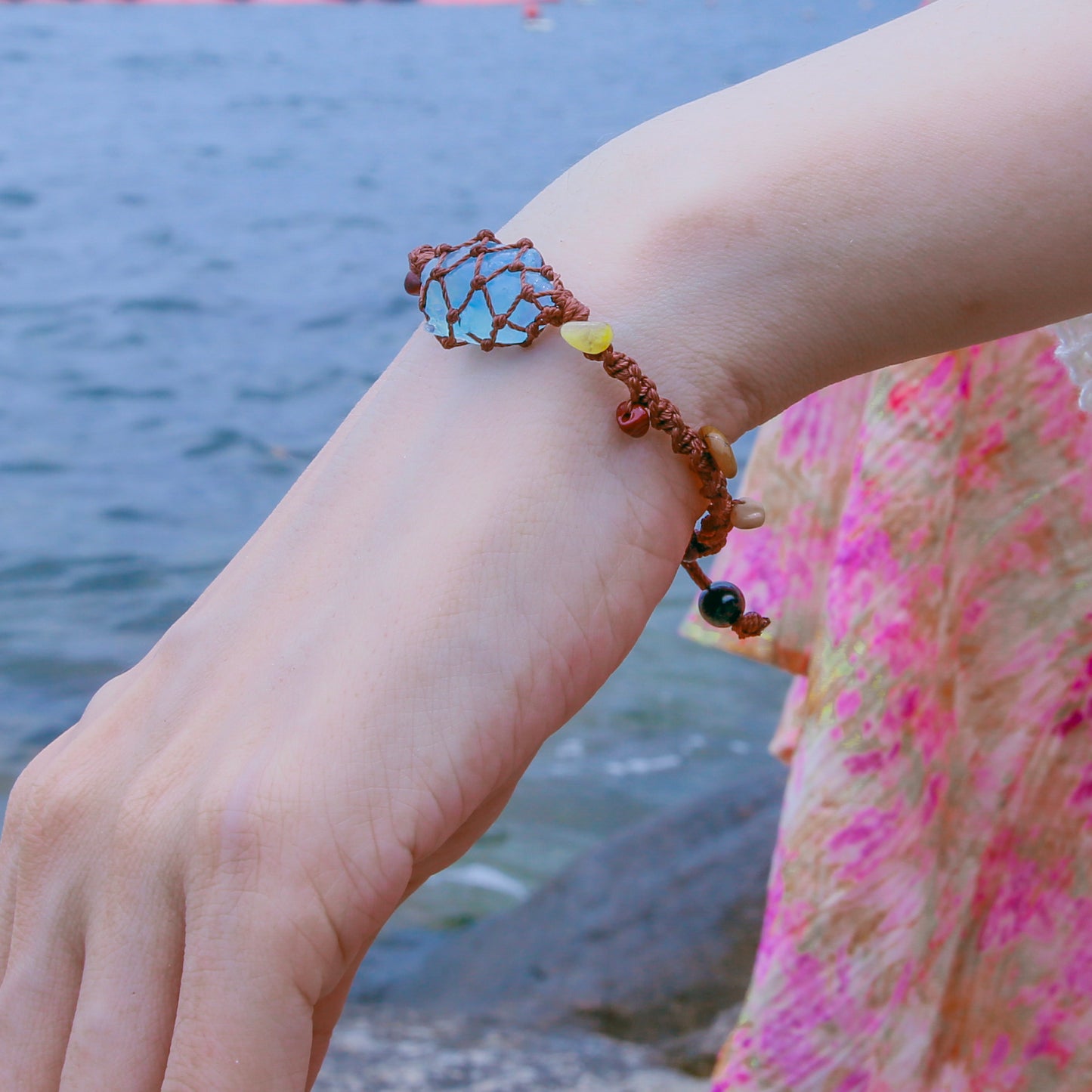 [AA-260041] The Whispering Branch: Forest Voice Aquamarine & Yolk Stone & Obsidian