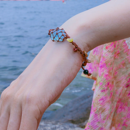 [AA-260041] The Whispering Branch: Forest Voice Aquamarine & Yolk Stone & Obsidian